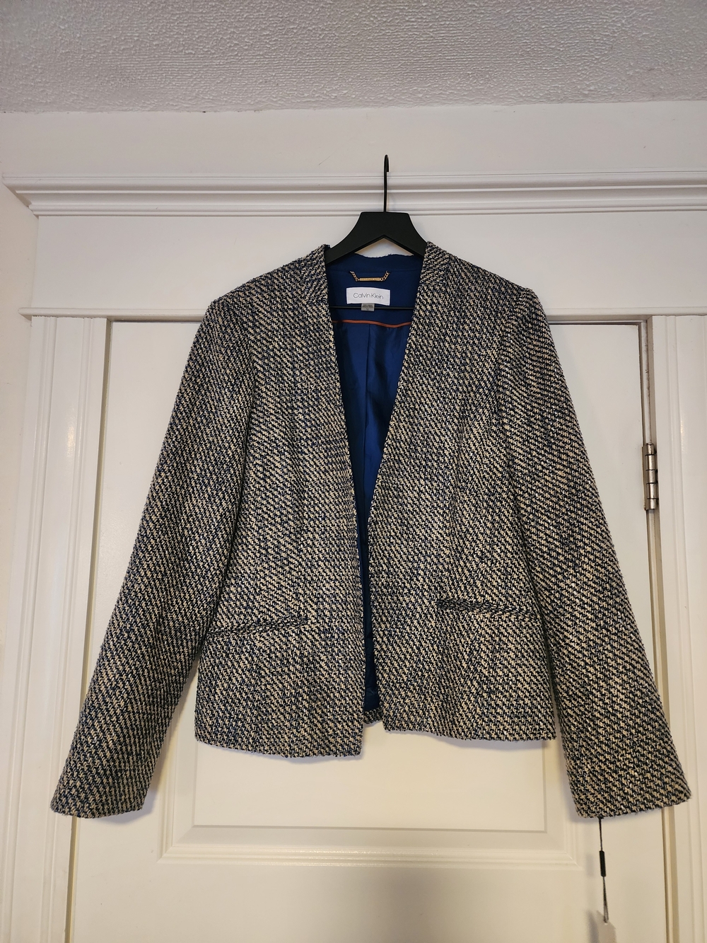 Calvin Klein Tweed Open-Front Jacket